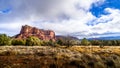 The red rock mountain Courthouse Butte between the Village of Oak Creek and Sedona in Northern Arizona Royalty Free Stock Photo