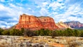 The red rock mountain named Courthouse Butte near the city of Sedona, Arizona