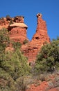 Red rock peaks tower in the desert near Sedona.