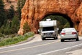 Red rock tunnel Near Bryce Canyon National Park. Royalty Free Stock Photo