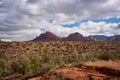 Red Rock View under the Cloudy Sky Royalty Free Stock Photo