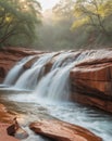 Red Rock Waterfall Landscape with Fast Moving Water Royalty Free Stock Photo