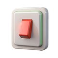 Red Rocker Switch on White Plate with Green Accent Royalty Free Stock Photo