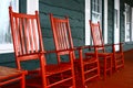 Red Rockers on a Porch