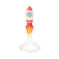 Red Rocket as Spacecraft with Engine Exhaust Launching in Space Vector Illustration Royalty Free Stock Photo