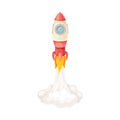 Red Rocket as Spacecraft with Engine Exhaust Launching in Space Vector Illustration Royalty Free Stock Photo