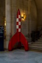 A Red rocket with white blocks used in Tintin at Brussels, Belgium, Europe