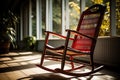 Red Rocking Chair in Front of Window Royalty Free Stock Photo