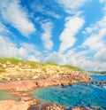 Red rocks and blue sea Royalty Free Stock Photo