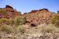 Red rocks, eucalyptus trees, romantic landscape of Kings Canyon, Australia Royalty Free Stock Photo