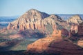 The red rocks, green valleys, and blue skies of a morning over the city of Sedona, Arizona Royalty Free Stock Photo