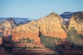 The red rocks, green valleys, and blue skies of a morning over the city of Sedona, Arizona Royalty Free Stock Photo