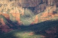 The red rocks, green valleys, and blue skies of a morning over the city of Sedona, Arizona Royalty Free Stock Photo