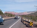 Red Rocks near Sedona Arizona with car traffic