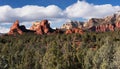 Red Rocks and Mountains Rise Above Sedona in the Coconino National Forest, Arizona. Royalty Free Stock Photo