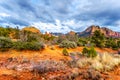 The red rocks and red Soil of Munds Mountain Wilderness viewed from the Little Horse Trail Head at the town of Sedona, Arizona Royalty Free Stock Photo