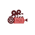 Red roll camera film studio movie maker logo and icon Royalty Free Stock Photo