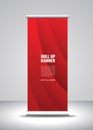 Red Roll up banner template vector, banner, stand, exhibition design, advertisement, pull up, x-banner