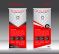 Red Roll Up Banner template vector illustration
