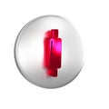 Red Rolling pin icon isolated on transparent background. Silver circle button. Royalty Free Stock Photo
