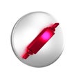 Red Rolling pin icon isolated on transparent background. Silver circle button. Royalty Free Stock Photo