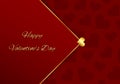 Red romantic background with golden Happy Valentines Day text.