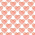 Red romantic seamless pattern with heart. Hand painted watercolor stock illustration. Perfect for birthday, valentine Royalty Free Stock Photo