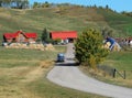 Red roof building on the farm Royalty Free Stock Photo