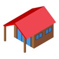 Red roof bungalow icon isometric vector. Beach house Royalty Free Stock Photo