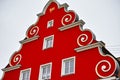 Red roof gable pyramidal architecture