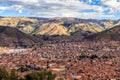 Red roof houses of Cuzco city in the valley and Andes panorama, Royalty Free Stock Photo