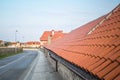 The red roof of the houses in Troja Castle and the road leading around Royalty Free Stock Photo