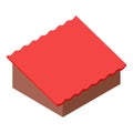 Red roof icon isometric vector. New red modern roof of residential building icon