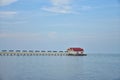 red roof pavilion over the sea