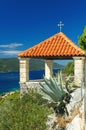 Red roof terrace over Peljesac Channel in Croatia