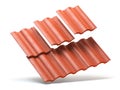 Red roof tiles isolated on white background