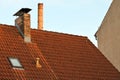 Red roof tiles with red chimneys Royalty Free Stock Photo