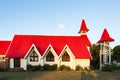 Red-roofed church Notre Dame Auxiliatrice at Cap Malheureux, Riviere du Rempart district, Mauritius