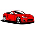 red roofless car front side view vector