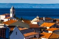 Red Roofs,Church Tower,Sea,Brac-Baska Voda,Croatia Royalty Free Stock Photo