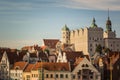 White castle and red roofs of residential houses in Szczecin, Poland Royalty Free Stock Photo