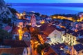 Sunny town and port Omis, Croatia Royalty Free Stock Photo