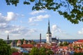 The red roofs of old town and st. Olaf church in Tallinn Royalty Free Stock Photo