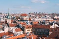 Red roofs of the traditional houses, in Prague, viewed over the Old Town Hall Tower . Royalty Free Stock Photo