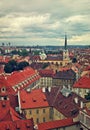 Red rooftops under cloudy sky in Prague. Royalty Free Stock Photo