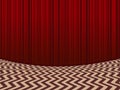 Red room. background with red velvet curtains Royalty Free Stock Photo