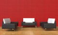 Red Room Leather Armchairs and Sofa Royalty Free Stock Photo