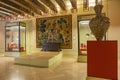 The red room in the Museo Nacional de Ceramica with pottery, carvings, tapestries and a beautiful ceiling, Valencia, Spain Royalty Free Stock Photo