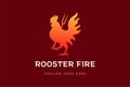 Red Rooster Cook Chicken Fire Flame for Meat Grill BBQ Restaurant Logo Design Vector