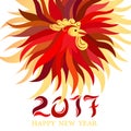 Red rooster. Happy Chinese new year 2017. Vector Royalty Free Stock Photo